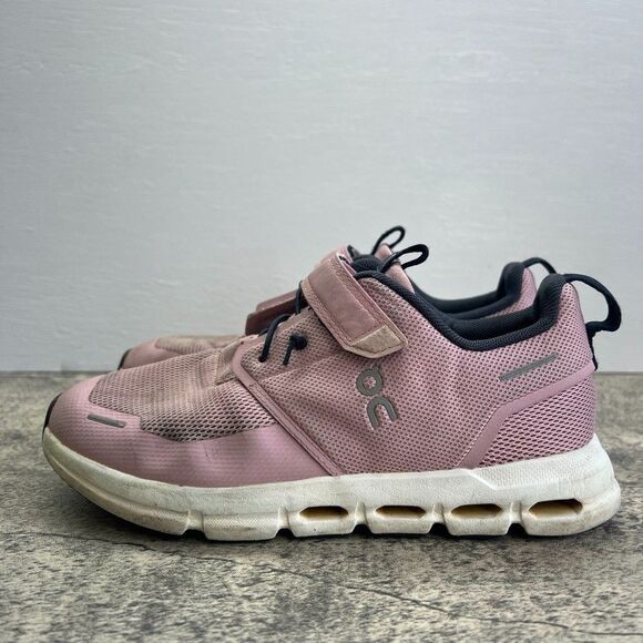 On Lace-Up Low Top Cloud Play Pink Mesh Sneaker Running Shoes Kids Size K3 - Picture 4 of 9